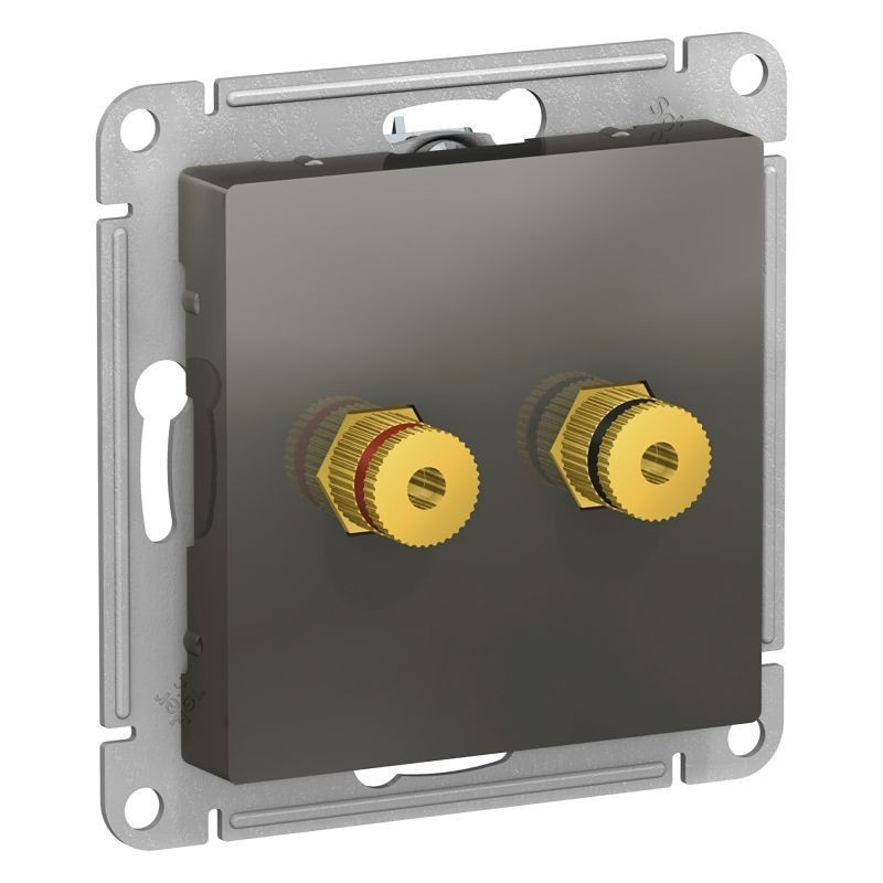Аудиорозетка Schneider Electric Atlas Design двухместная, сталь ATN000987