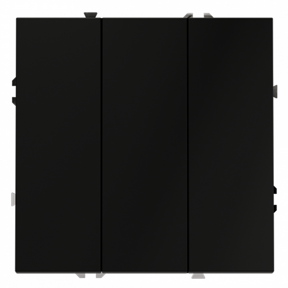 Выключатель встраиваемый VOLTUM S70 трехклавишный 10А, (черный матовый) VLS030108