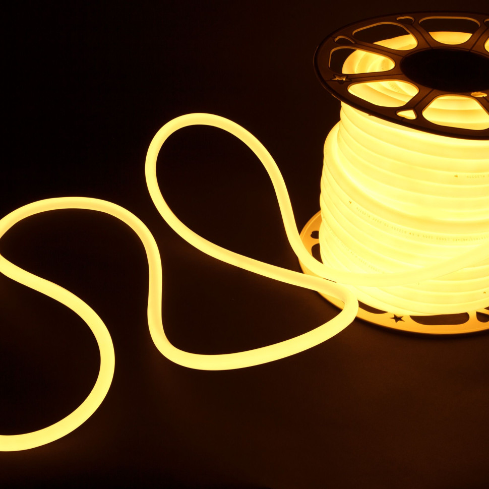 Светодиодный гибкий неон 220 В 9.6 Вт/м 144 Led 2835 IP67, круглый теплый белый 3300 K, 50 м Гибкий неон 220V 9,6W 144Led 2835 IP67 круглый теплый белый, 50 м