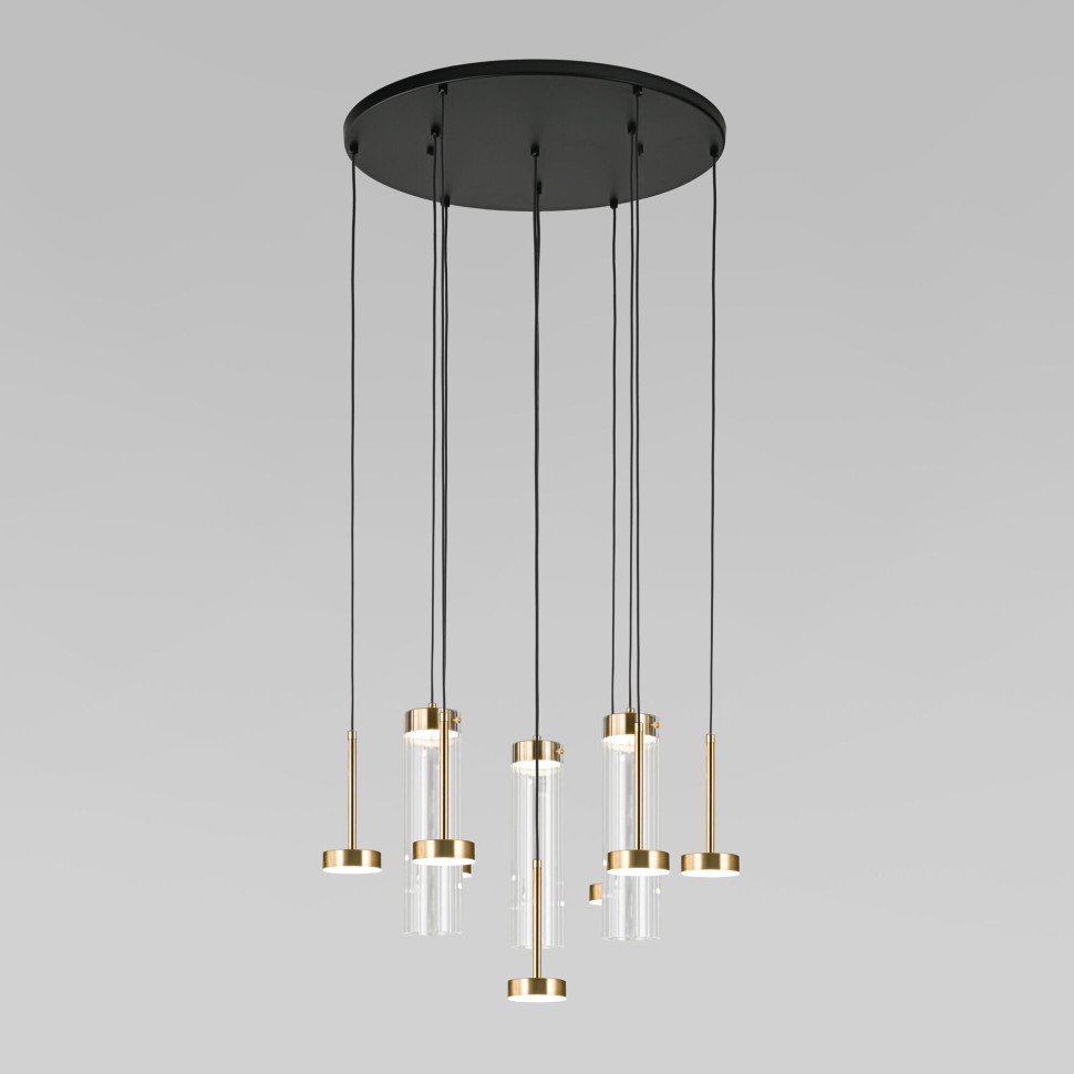 Подвесной светодиодный светильник со стеклянными плафонами 301102 LED латунь