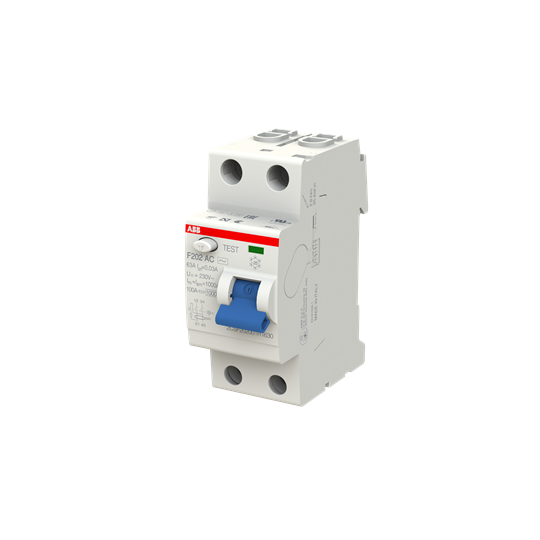 Устройство защитного отключения (УЗО) ABB F202 AC-63/0.03 Тип-AC 2P 63A 30мА 2CSF202001R1630