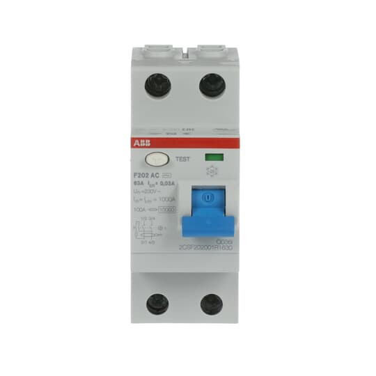 Устройство защитного отключения (УЗО) ABB F202 AC-63/0.03 Тип-AC 2P 63A 30мА 2CSF202001R1630