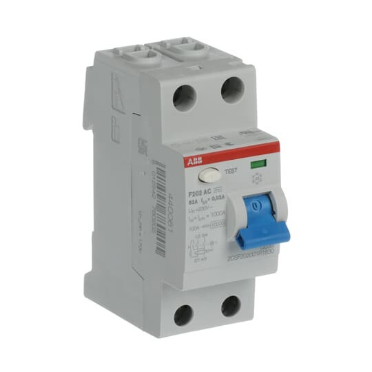 Устройство защитного отключения (УЗО) ABB F202 AC-63/0.03 Тип-AC 2P 63A 30мА 2CSF202001R1630