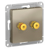 Аудиорозетка Systeme Electric Atlas Design двухместная, шампань ATN000587
