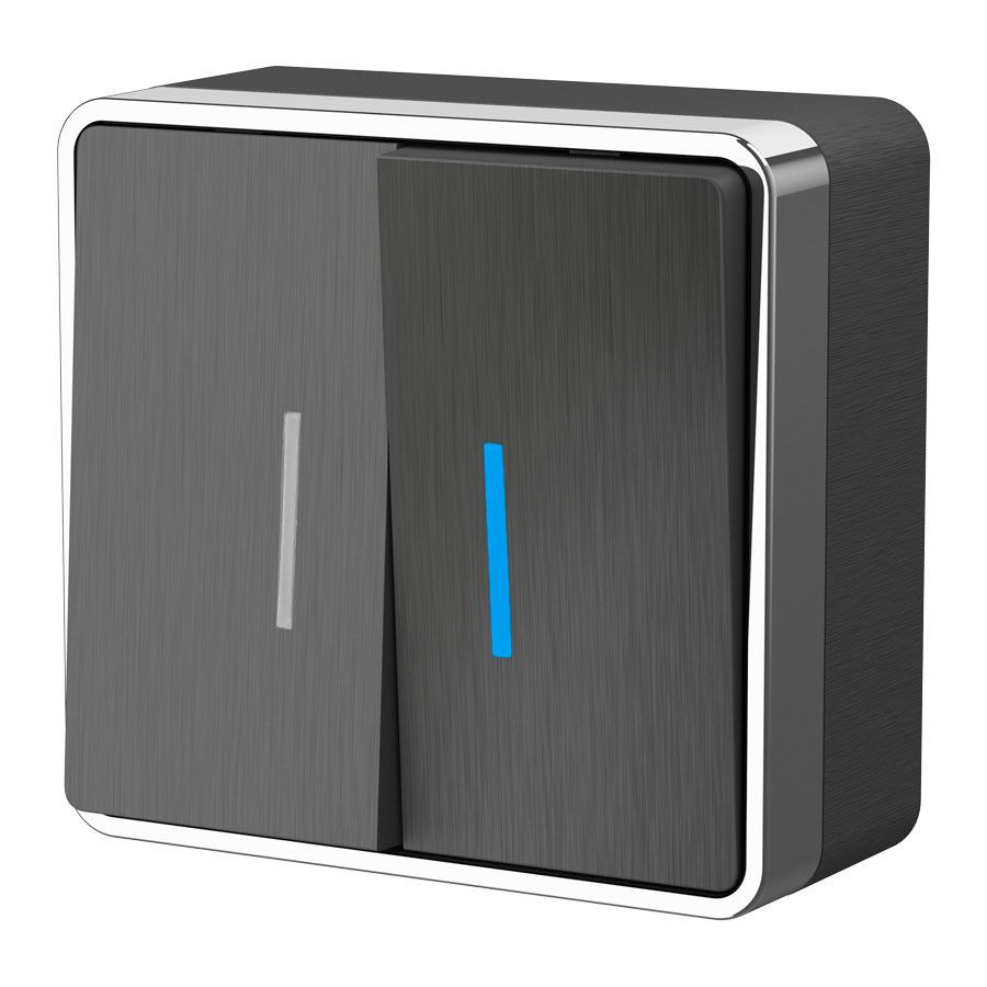 Выключатель двухклавишный с подсветкой Gallant графит рифленый W5020104