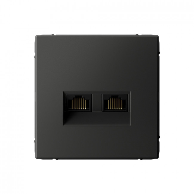 Розетка двойная Schneider Art Gallery RJ-45 кат. 6a, Базальт GAL001488