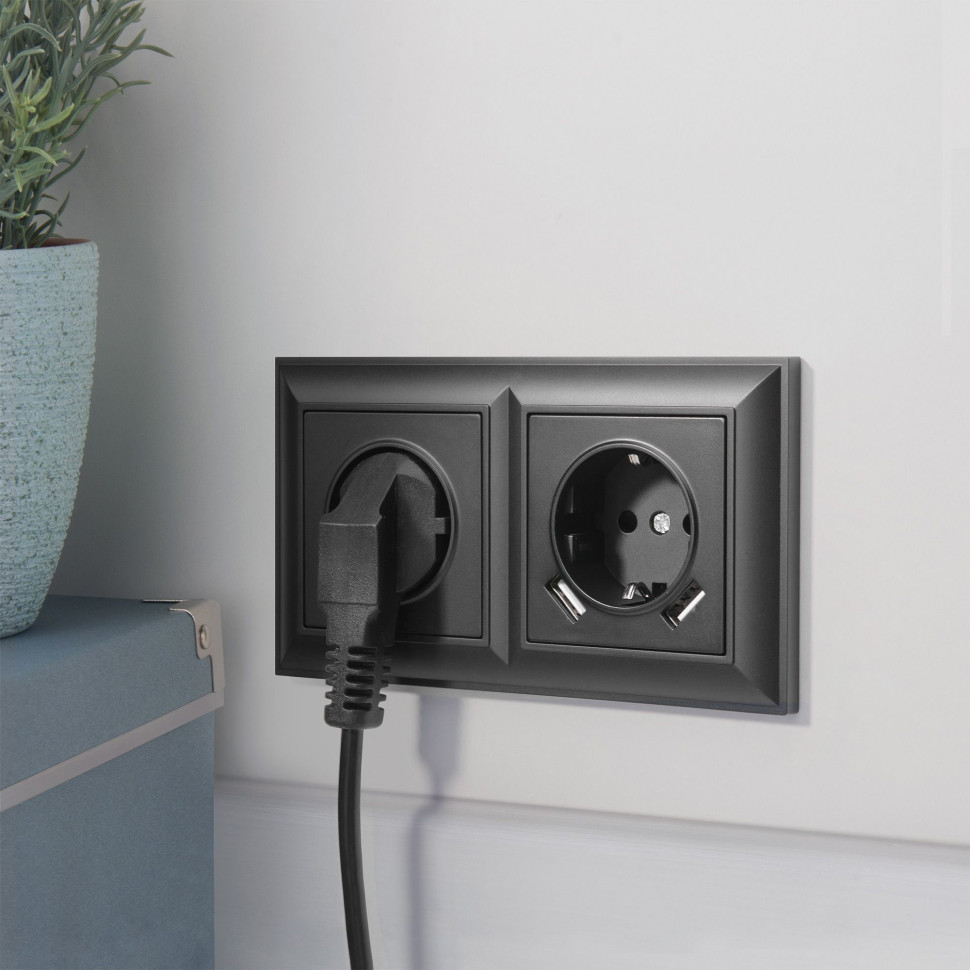 Рамка из пластика на 2 поста Fiore черный W0022208