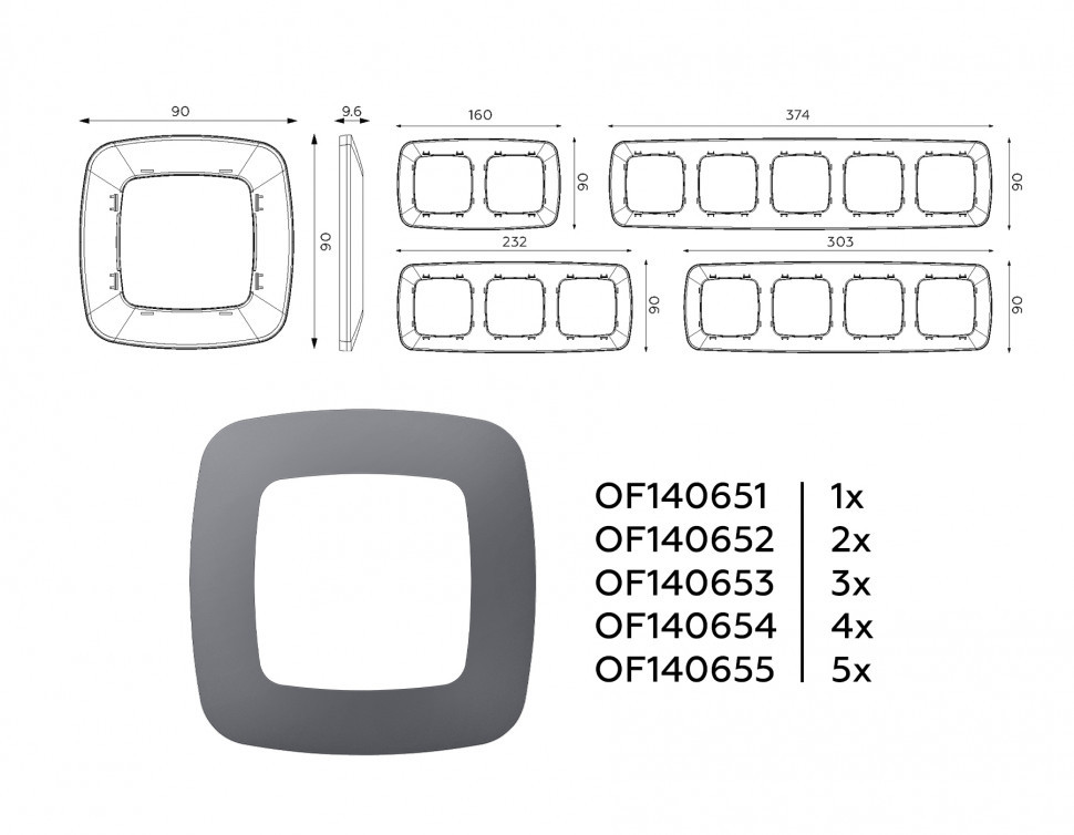 Рамка OMEGA Ecta (Антрацит серый) 4-ая OF140654