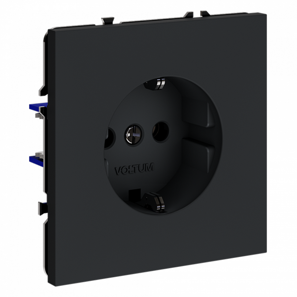 Розетка встраиваемая VOLTUM S70 с заземлением 16А, (графит) VLS040107
