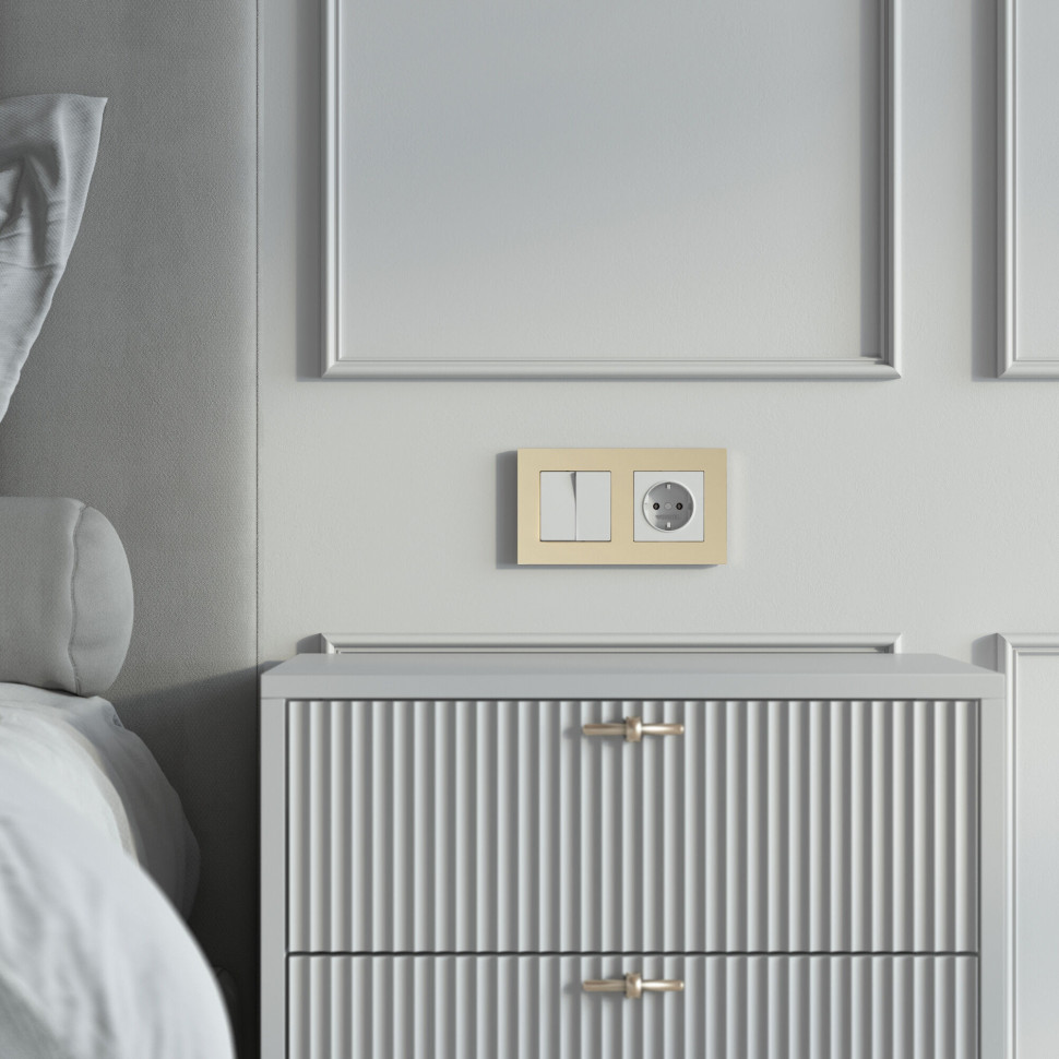 W0022911/ Рамка на 2 поста Slab (шампань софт) W0022911