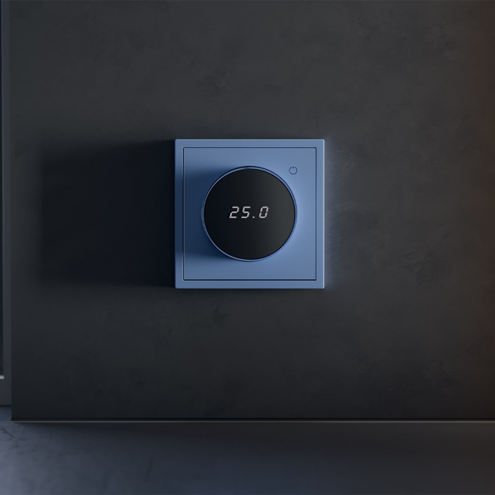 Терморегулятор электронный VOLTUM S70 с индикацией и датчиком, для теплого пола, (деним)