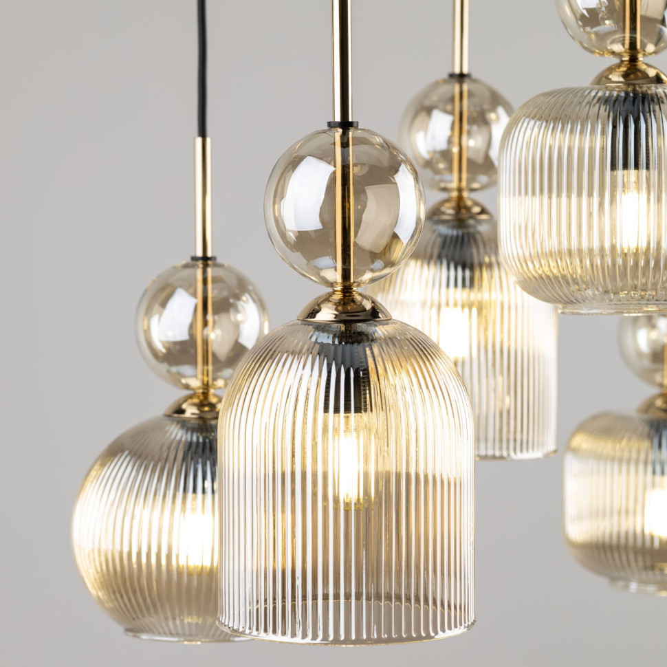 Подвесной светильник с плафоном из фактурного стекла 11044 Sophia Cognac