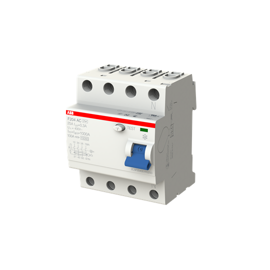 Устройство защитного отключения (УЗО) ABB F204 AC-25/0.3 Тип-AC  4P 25A 300мА 2CSF204001R3250