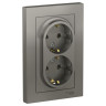 Розетка двойная Schneider Electric Atlas Design в сборе, сталь ATN000924
