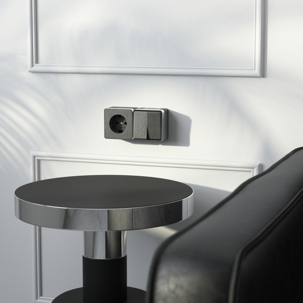 Розетка с заземлением Gallant графит рифленый W5071004