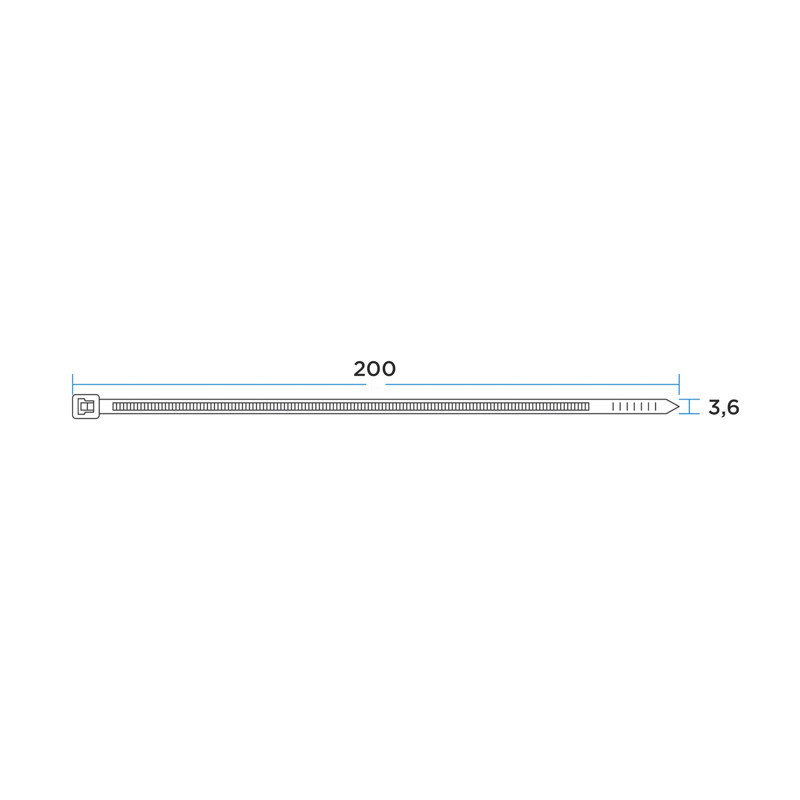 Стяжка кабельная нейлоновая 200x3,6мм, белая (100 шт/уп) REXANT 07-0200