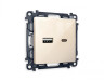 Комплект механизма розетки ALFA MA311010 Бежевый глянец 2USB A+C 20W быстрая зарядка QUANT