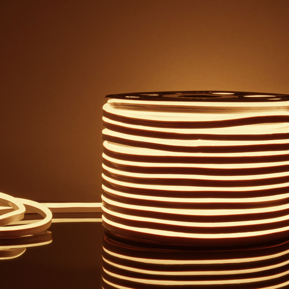 Светодиодный гибкий неон 220 В 9.6 Вт/м 120 Led/м 2835 IP67, односторонний теплый белый 3300 K, 50 м Гибкий неон 220V 9,6W 120Led 2835 IP67 односторонний теплый белый, 50 м