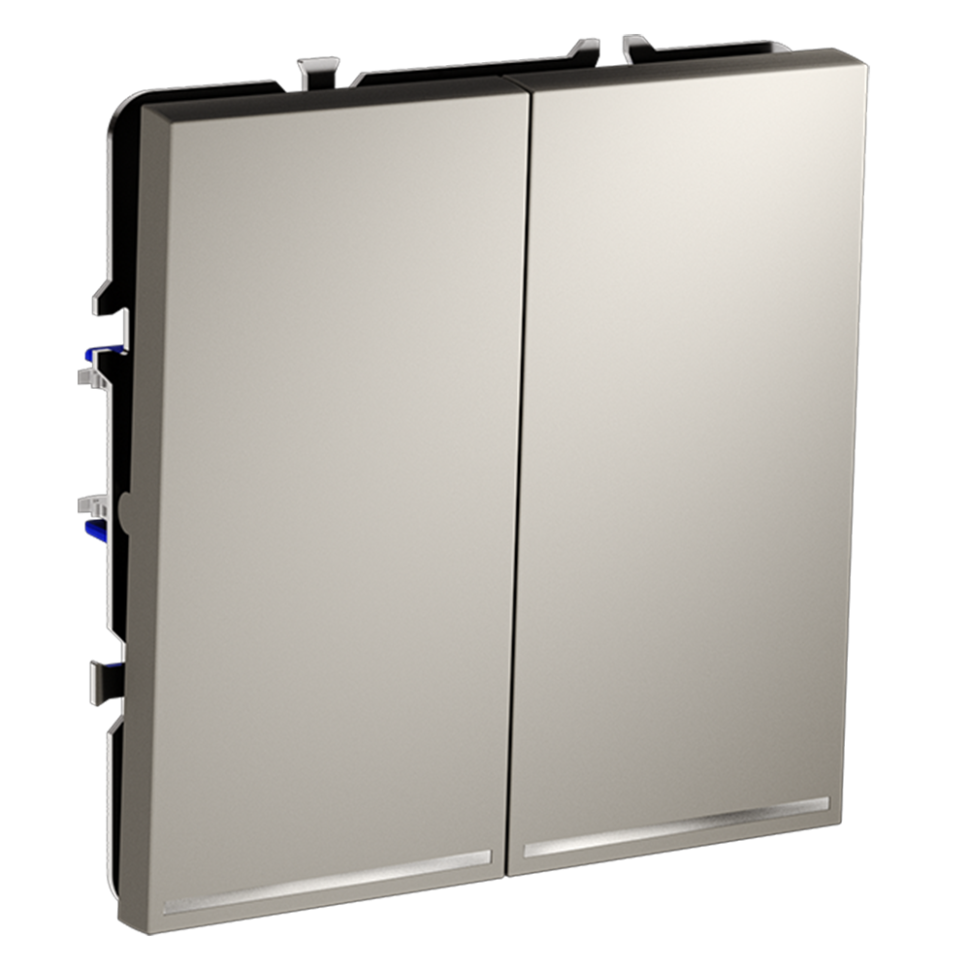 Проходной переключатель встраиваемый VOLTUM S70 двухклавишный с подсветкой 10А, (кашемир)