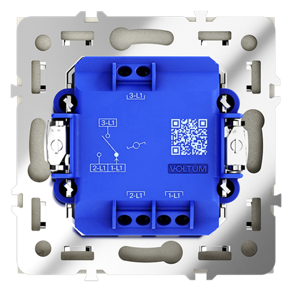 Проходной переключатель встраиваемый VOLTUM S70 одноклавишный 10А, (сталь)