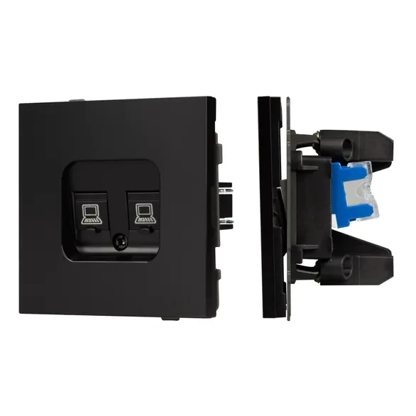 Розетка компьютерная двойная 6 kat, NEO IP-20 (черный)   