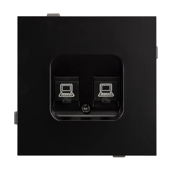 Розетка компьютерная двойная 6 kat, NEO IP-20 (черный)   
