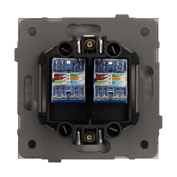 Розетка компьютерная двойная 6 kat, NEO IP-20 (черный)   