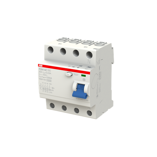 Устройство защитного отключения (УЗО) ABB F204 AC-25/0.03 Тип-AC 4P 25A 30мА 2CSF204001R1250
