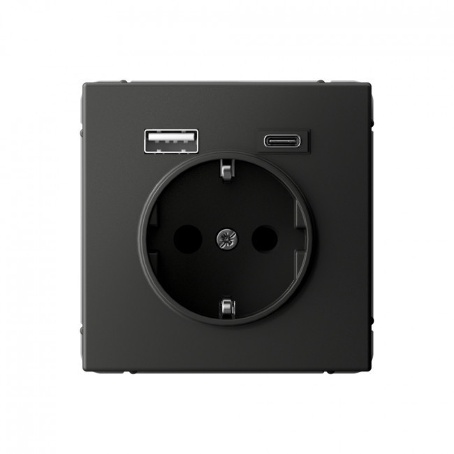 Розетка силовая 16A + USB A+C 2,4/3,0 А, 2 порта 1,5 А Schneider Electric Art Gallery Базальт GAL001432