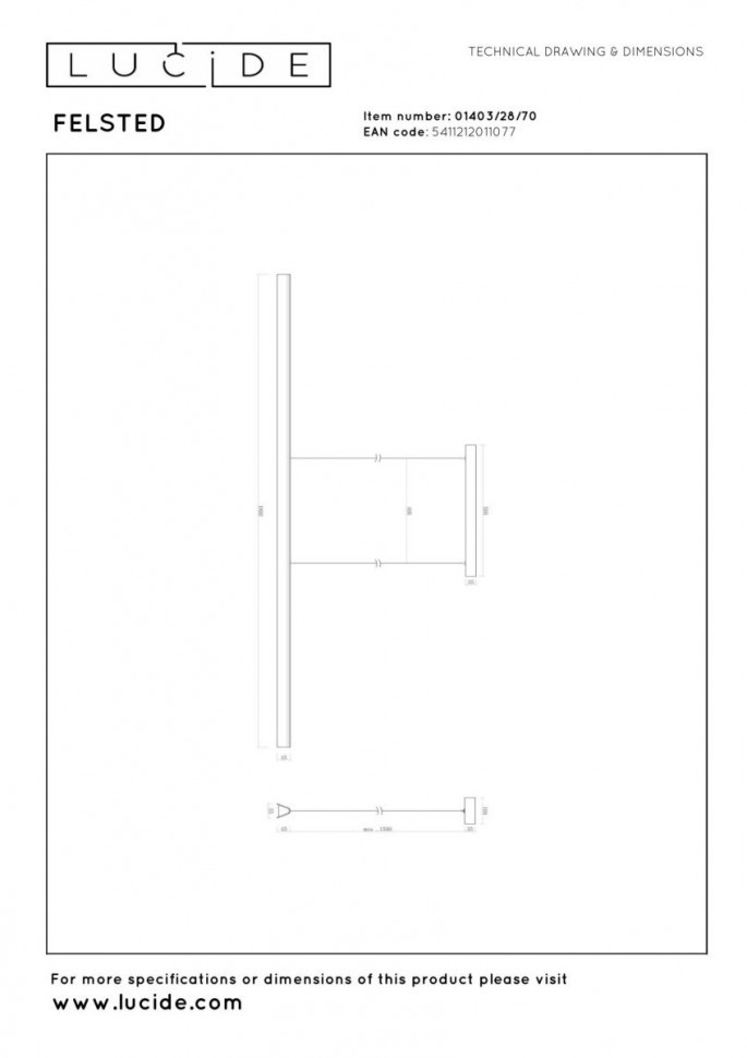 Подвесной светильник Lucide Felsted 01403/28/70
