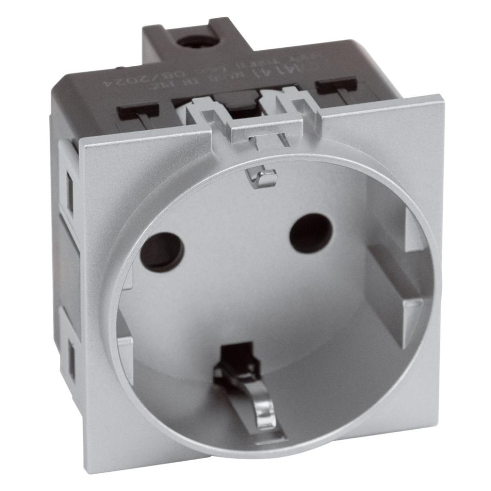 Розетка 220V с/з со шторками винтовой зажим 16A (серый матовый) MEITON AS4141 