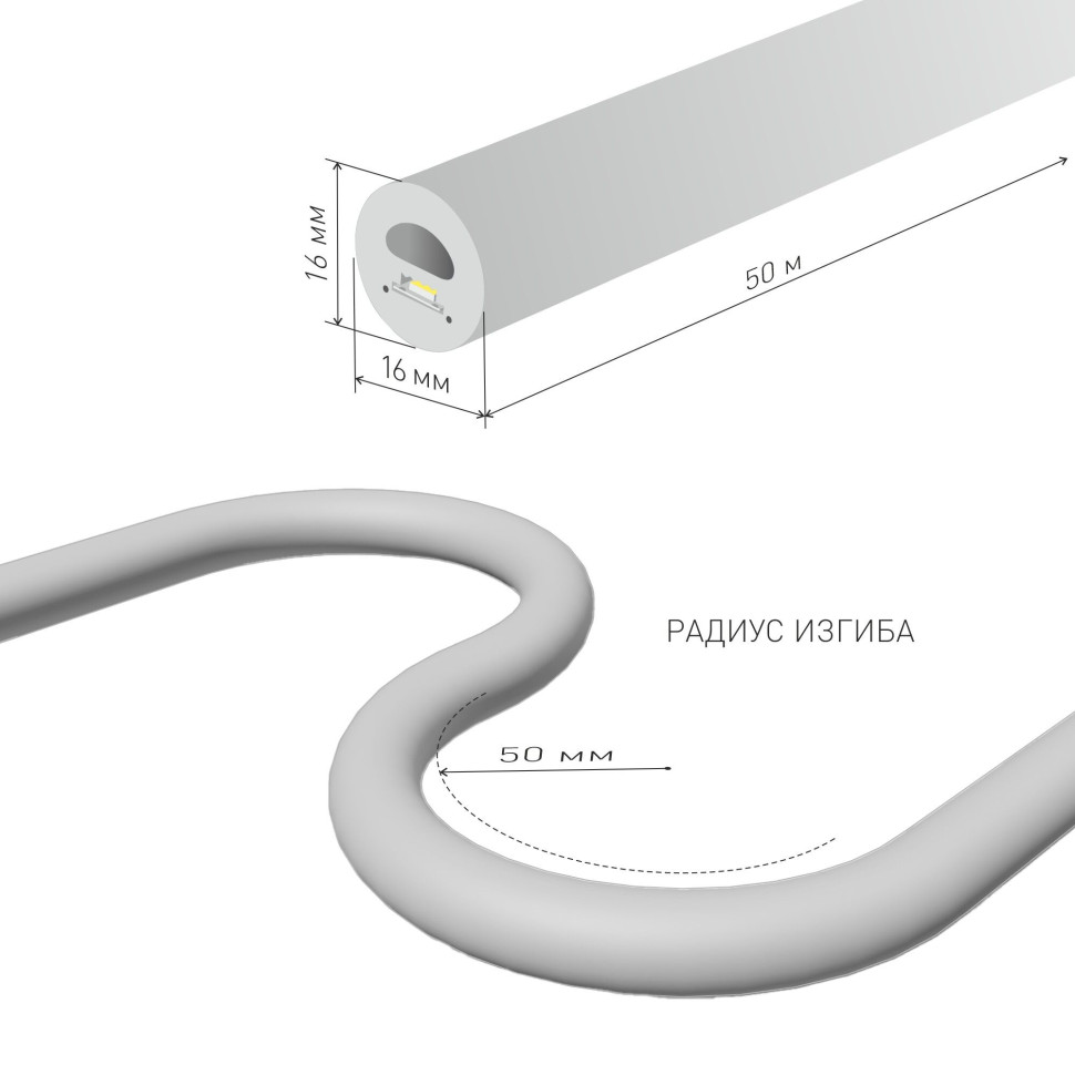 Светодиодный гибкий неон 220 В 9.6 Вт/м 144 Led/м 2835 IP67, круглый зеленый, 50 м Гибкий неон 220V 9,6W 144Led 2835 IP67 круглый зеленый, 50 м
