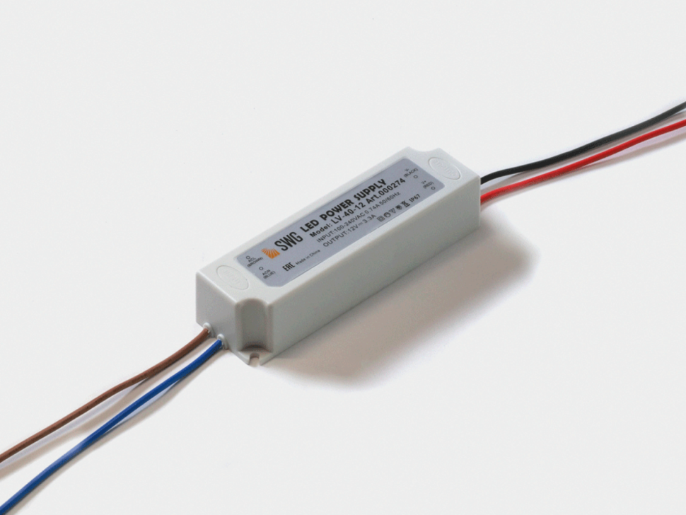  SWG Блок Питания для светодиодных лент IP 67 пластик 40 W, 12V, LV-40-12