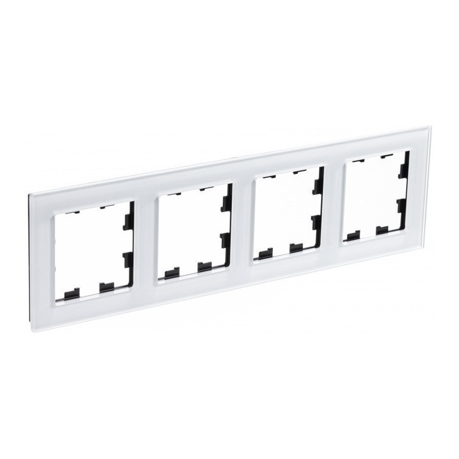 Рамка Systeme Electric Atlas Design Nature на 4 поста, белое стекло ATN320104