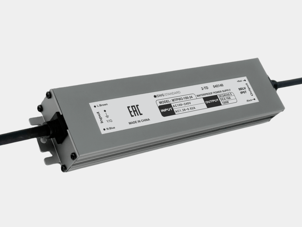  SWG Standard Блок питания для светодиодных лент 24 В, 100 Вт, IP67, MTPW2-100-24