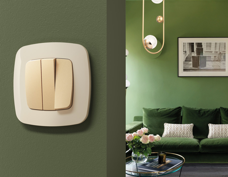 Рамка OMEGA Ecta (Бежевый глянец) 3-ая OF140303