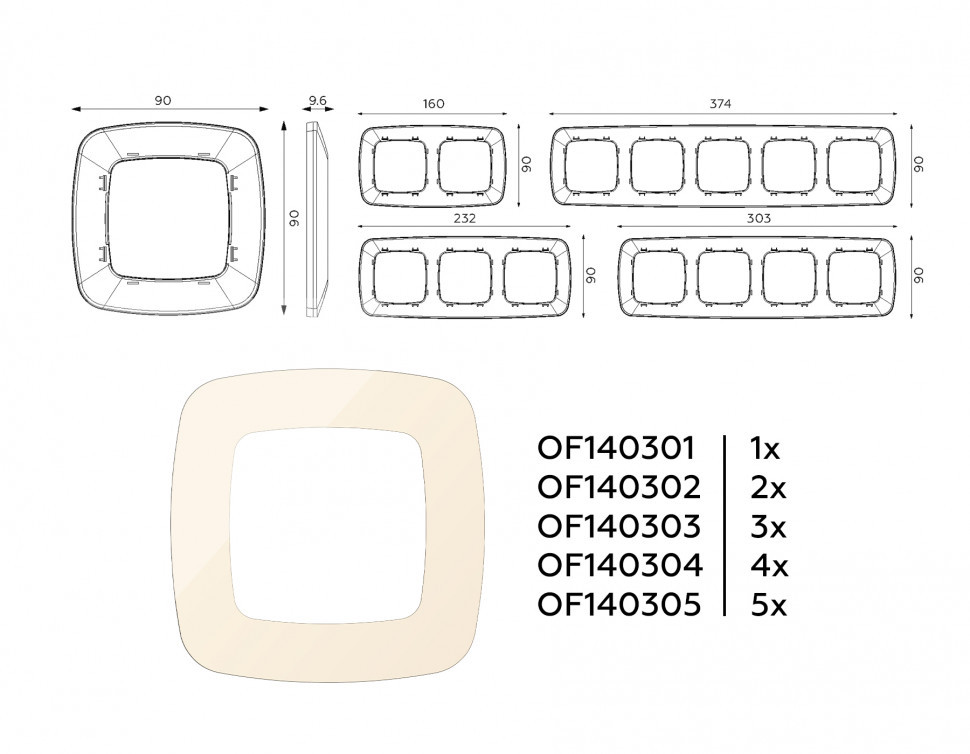 Рамка OMEGA Ecta (Бежевый глянец) 3-ая OF140303