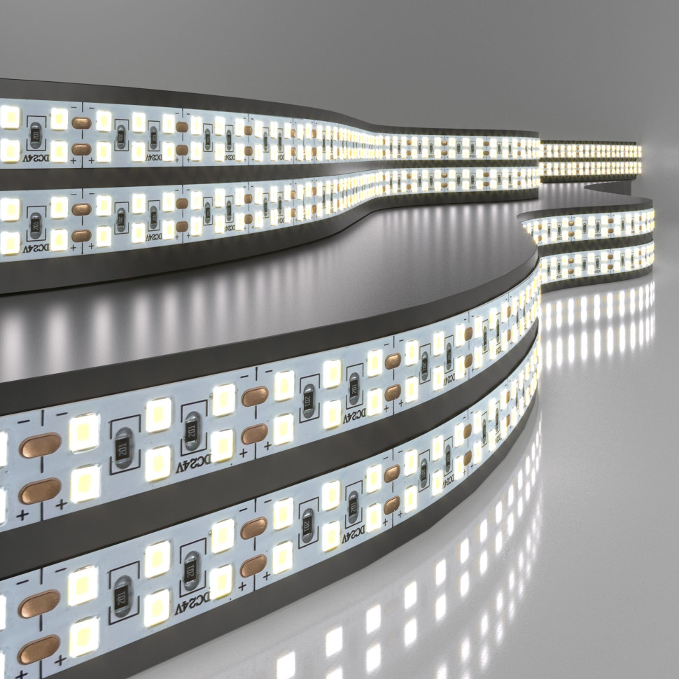Лента светодиодная 240 LED 18 Вт IP20 двухрядная 3300К теплый белый 2835 24V 240Led 18W IP20