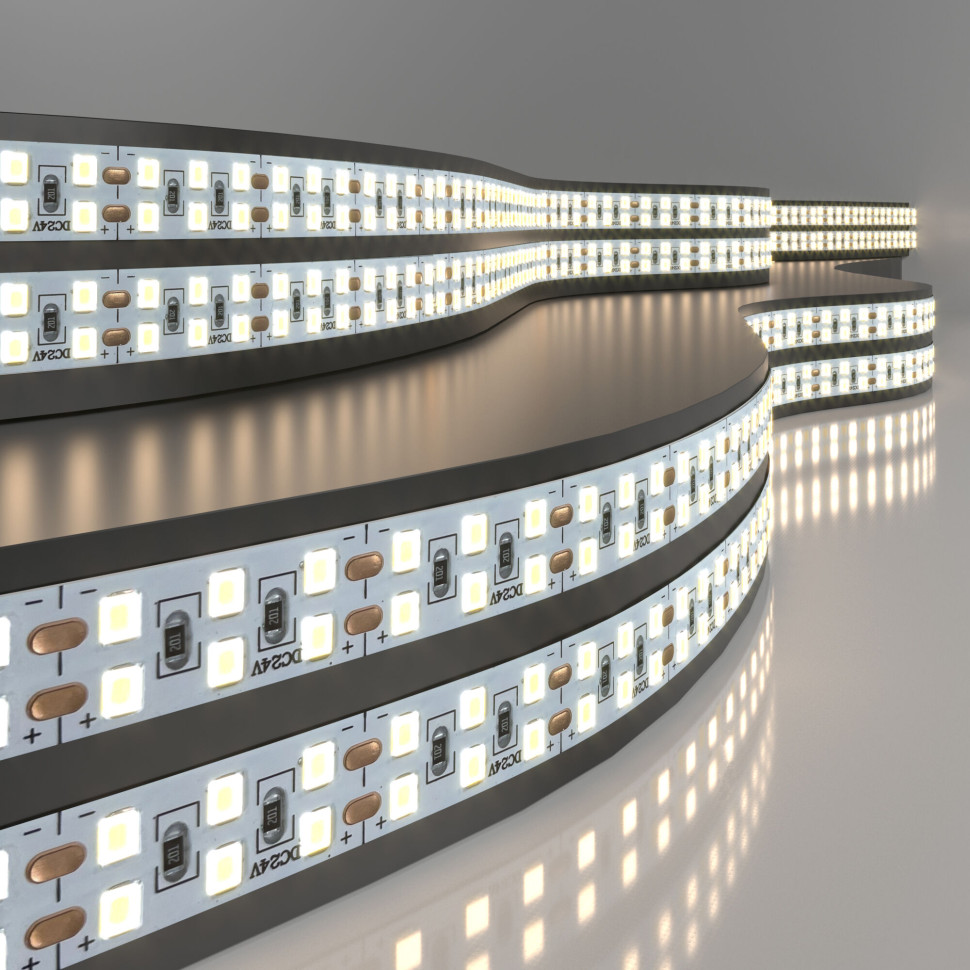 Лента светодиодная 240 LED 18 Вт IP20 двухрядная 3300К теплый белый, 5м 2835 24V 240Led 18W IP20