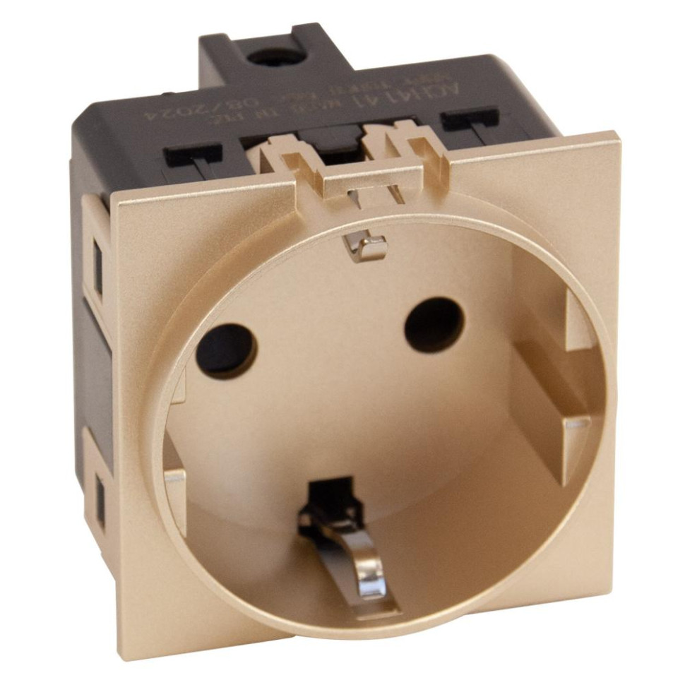 Розетка 220V с/з со шторками винтовой зажим 16A (шампань матовый) MEITON ACH4141 