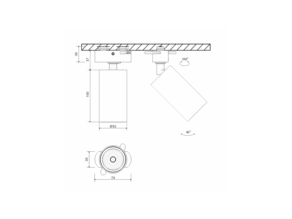  SWG PRO Крепление сменное М2 для светильников MINI VILLY, трековое однофазное, цвет Черный, MINI-VL-M2-BL