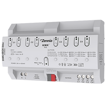 Диммер KNX универсальный, 4-канальный, 300W Zennio DIMinBOX DX4 ZDIDBDX4