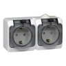 Розетка 2К+З со шторками 16А 250B IP44  Белая Systeme Electric Этюд PA16-244B