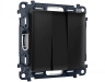 MA805010 Комплект механизма 3-кл выключателя ALFA Черный матовый QUANT (AP8050, VM133)