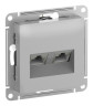 Розетка двойная Systeme Electric Atlas Design RJ-45 кат. 6а, алюминий ATN000388