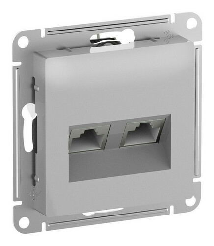 Розетка двойная Systeme Electric Atlas Design RJ-45 кат. 6а, алюминий ATN000388