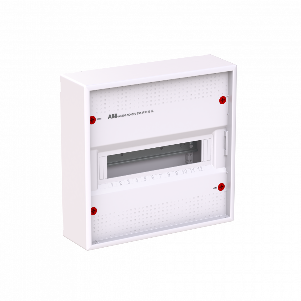 AK612E2 ABB Накладной шкаф на 12(14) модулей (с винтовыми клеммами N/PE) 1-рядный, IP30, без двери 2CPX032568R9999