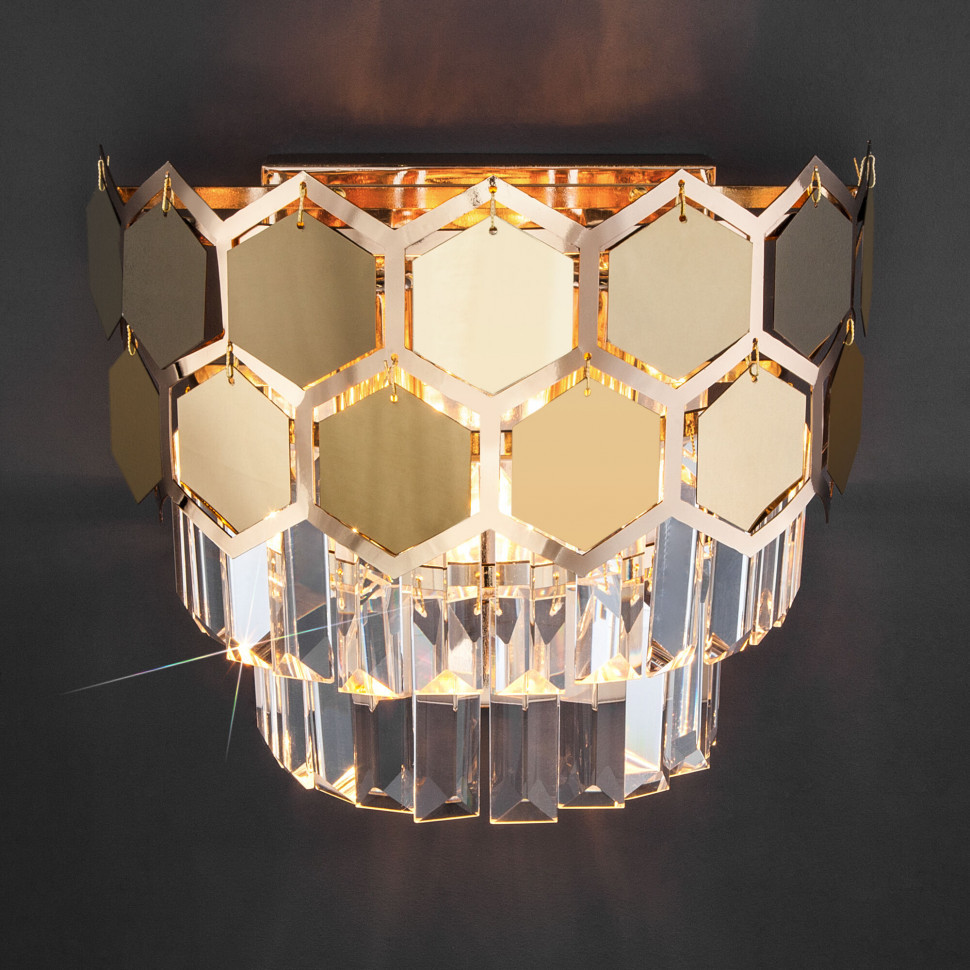 Настенный светильник Eurosvet Ariana 10124/2 золото/прозрачный хрусталь Strotskis (10113/2)