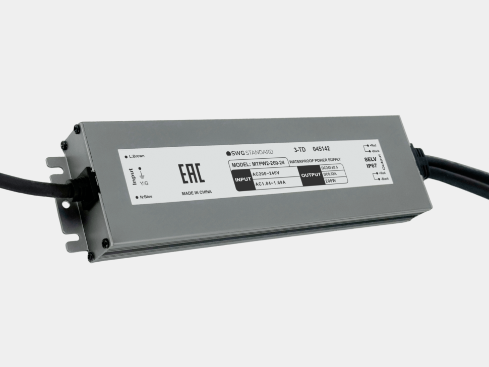  SWG Standard Блок питания для светодиодных лент 24 В, 200 Вт, IP67, MTPW2-200-24