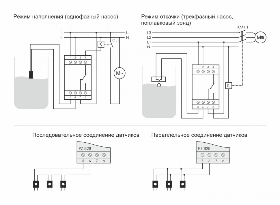 Реле уровня жидкости PZ-828 (без датчика)